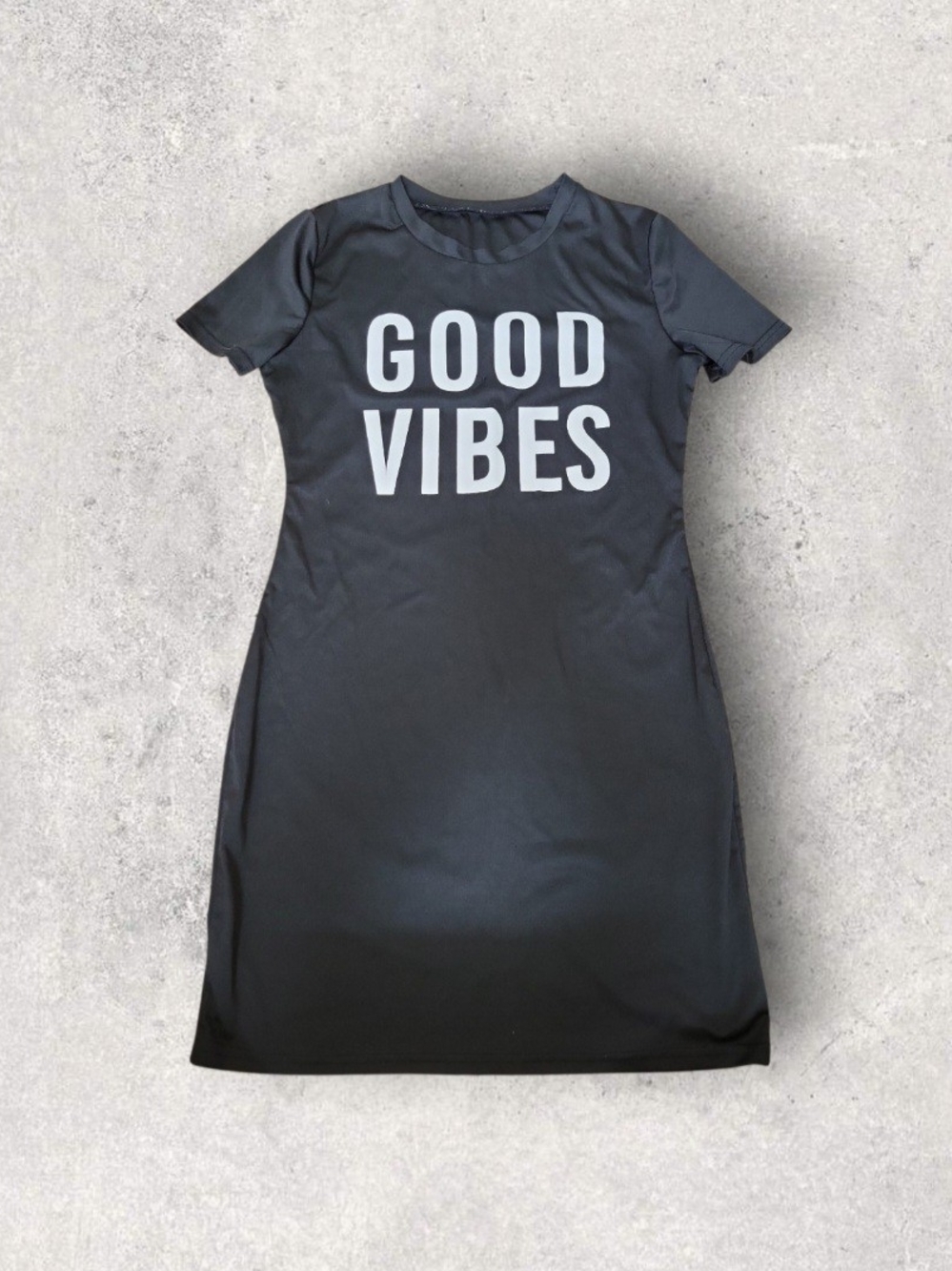 SHEIN Black 'GOOD VIBES' Midi T-Shirt Dress